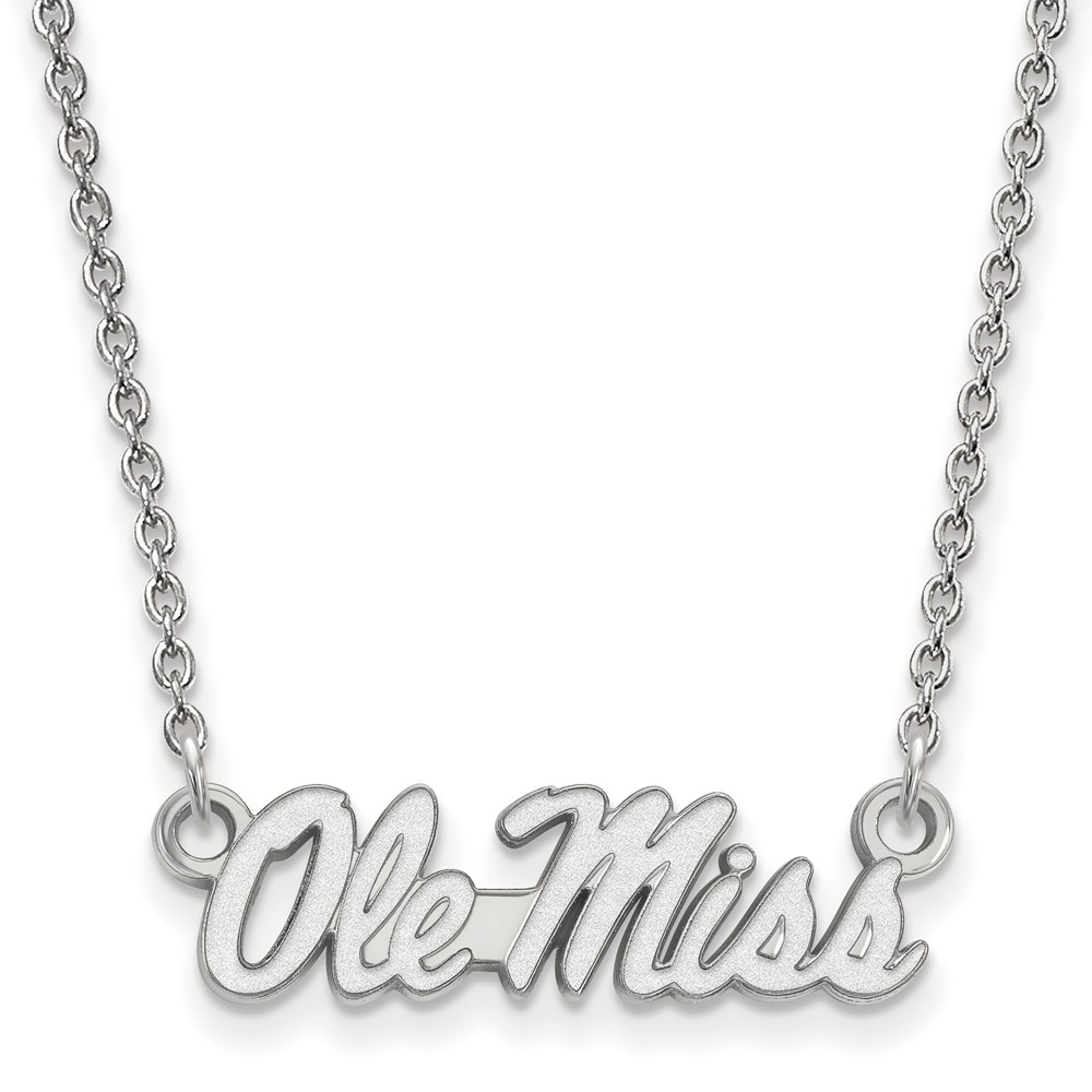 10k White Gold U of Mississippi Sm Ole Miss Pendant Necklace