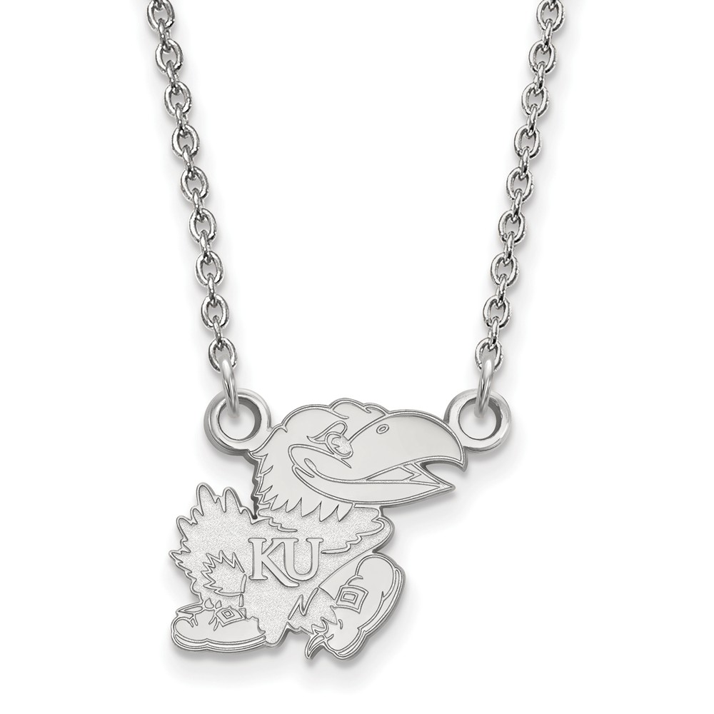 10k White Gold U of Kansas Pendant Necklace