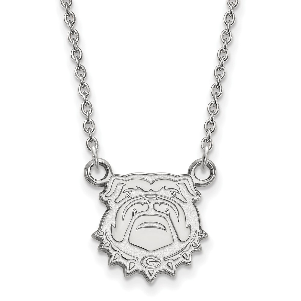 10k White Gold U of Georgia Pendant Necklace