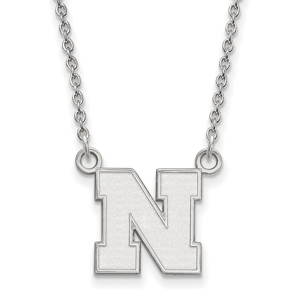 10k White Gold U of Nebraska Initial N Pendant Necklace