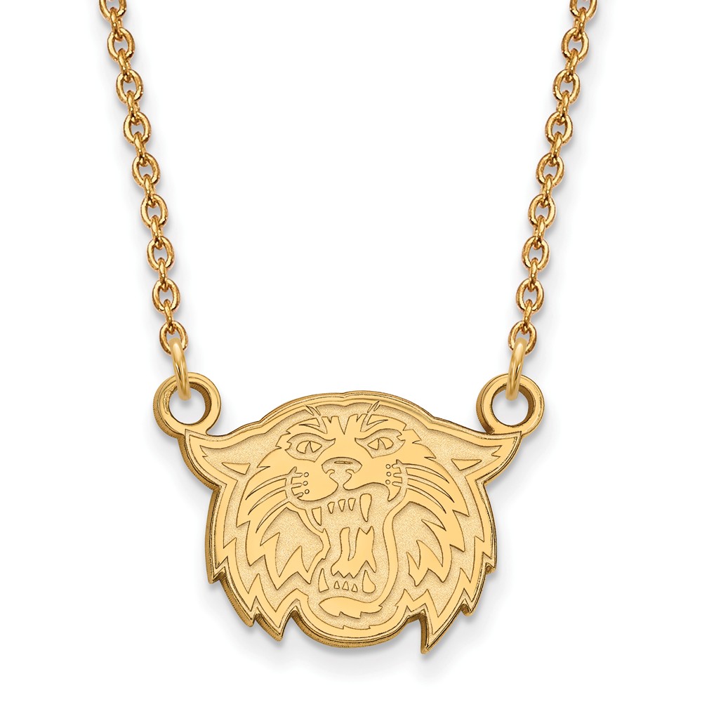 10k Yellow Gold Villanova U Wildcat Face Pendant Necklace