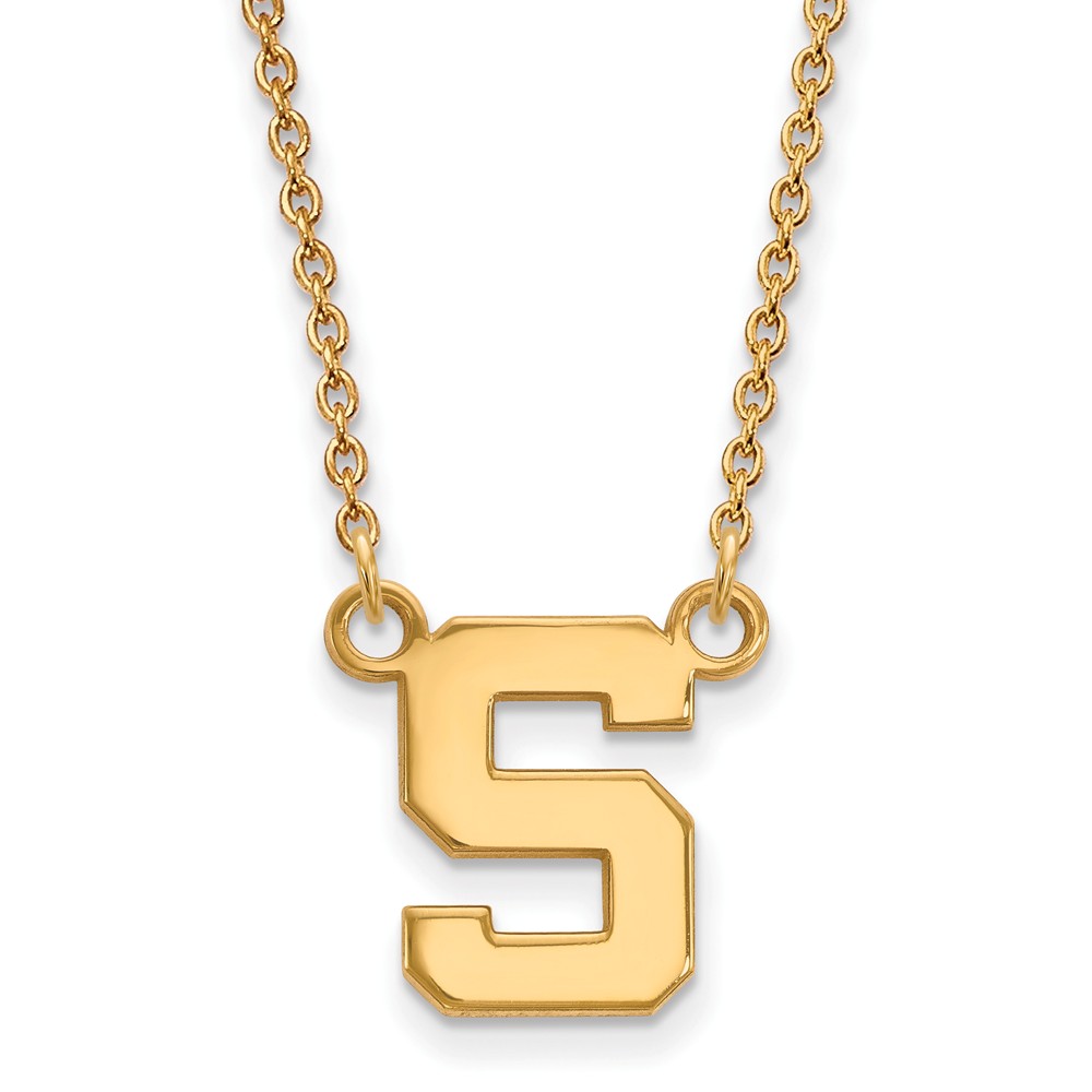 10k Yellow Gold Michigan State Small Initial Pendant Necklace