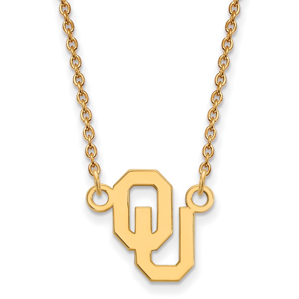 10k Yellow Gold Oklahoma OU Pendant Necklace