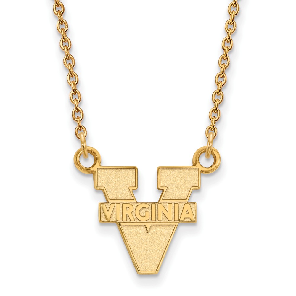 10k Yellow Gold U of Virginia 'V' Logo Pendant Necklace