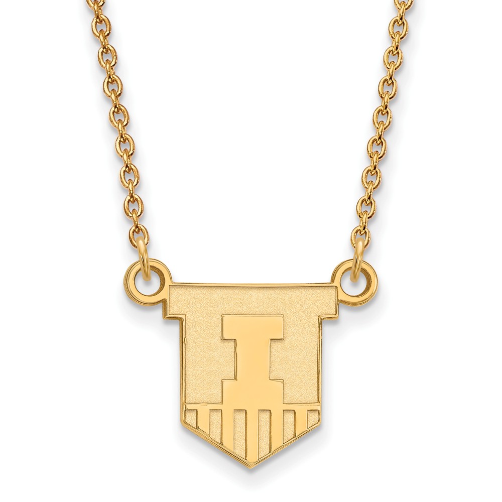 10k Yellow Gold U of Illinois Shield Pendant Necklace