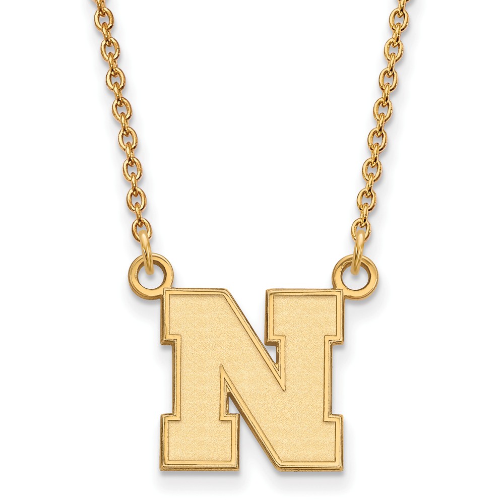 10k Yellow Gold U of Nebraska Initial N Pendant Necklace