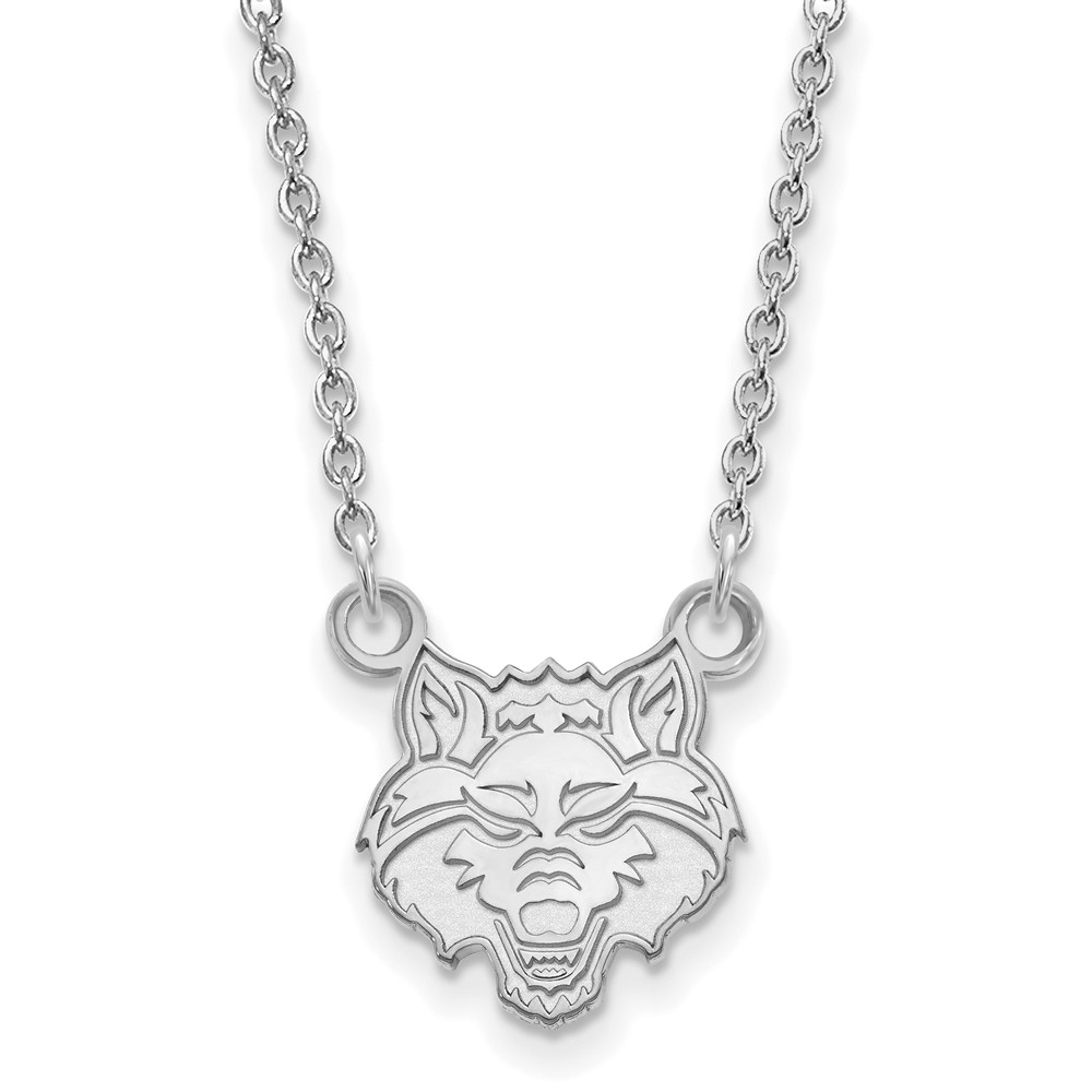 14k White Gold Arkansas State Pendant Necklace