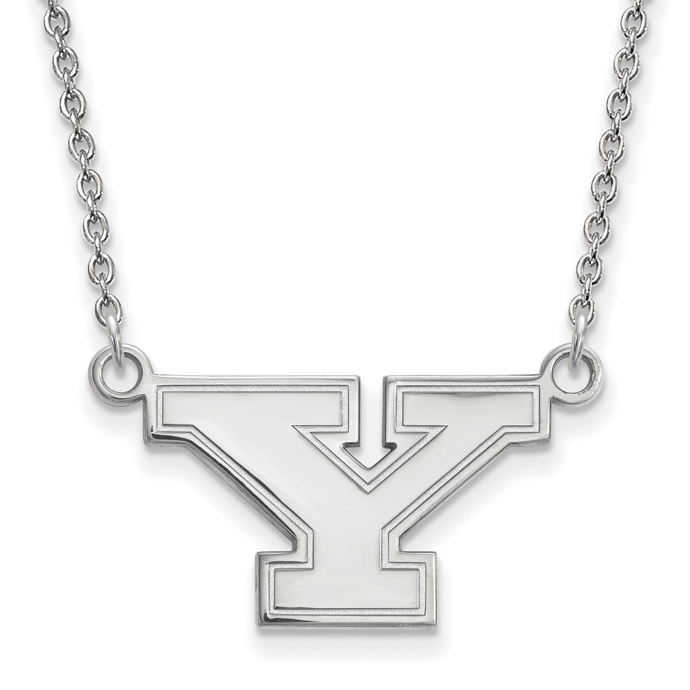 14k White Gold Youngstown State Initial Y Necklace, 18 Inch