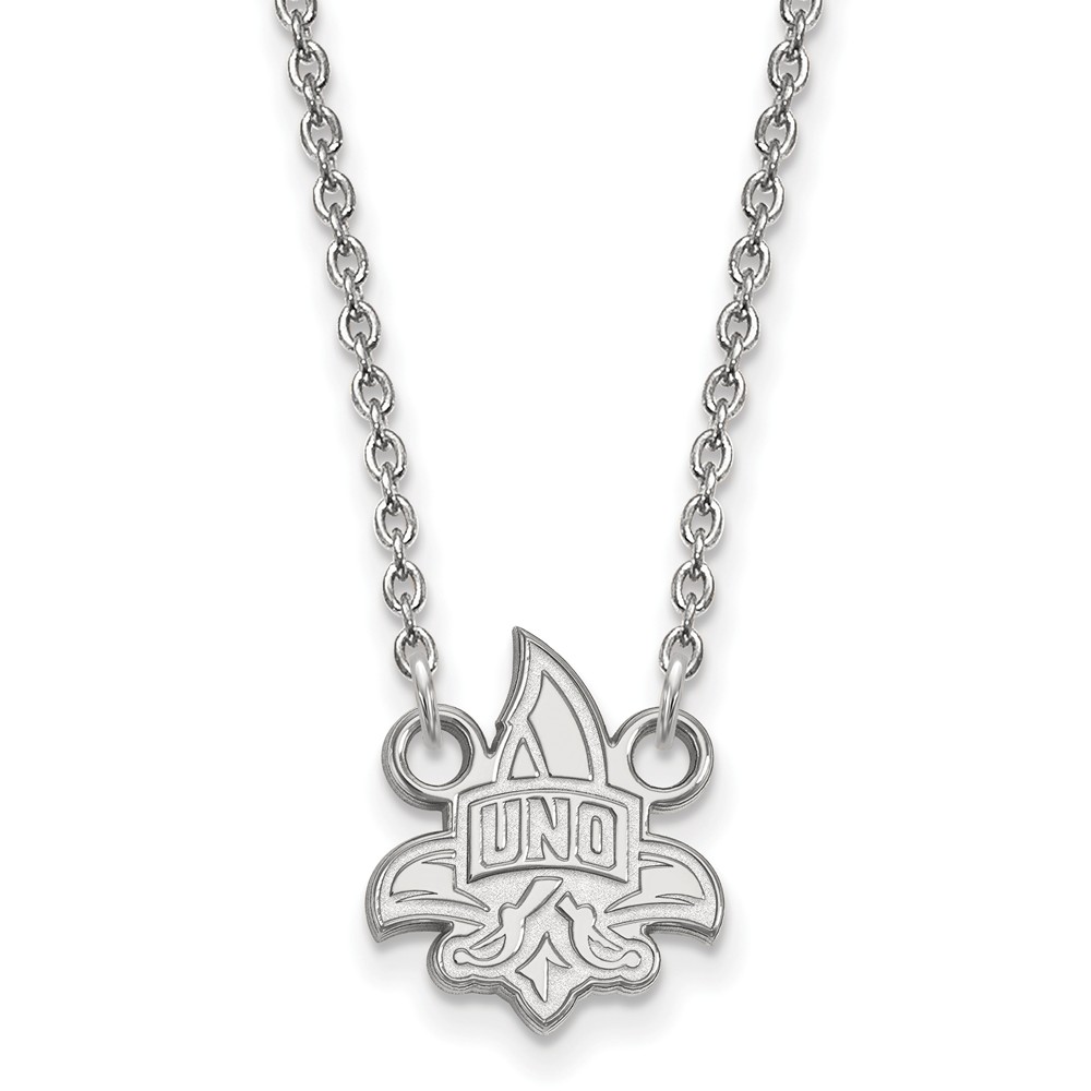 14k White Gold U of New Orleans Pendant Necklace