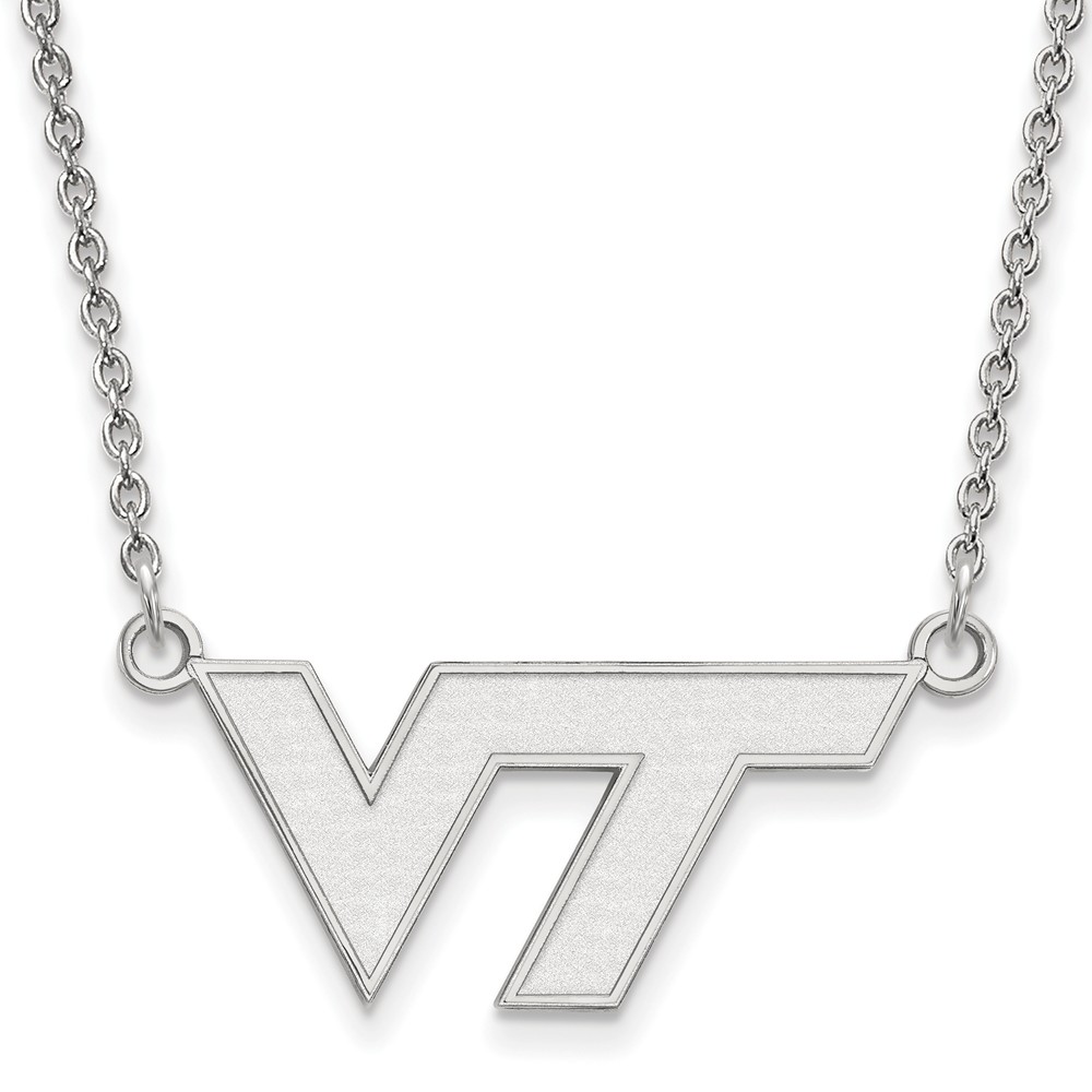 14k White Gold Virginia Tech 'VT' Pendant Necklace