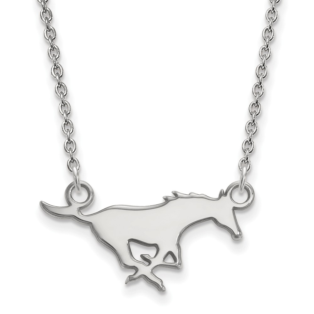 14k White Gold Southern Methodist U Pendant Necklace