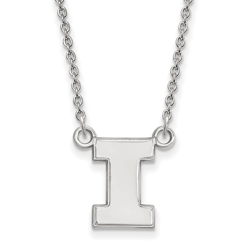 14k White Gold U of Illinois Initial I Pendant Necklace