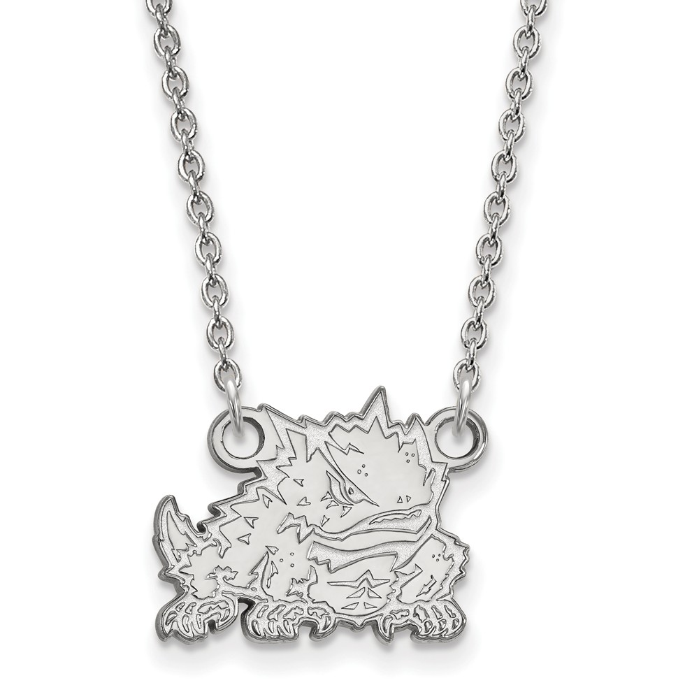 14k White Gold Texas Christian U Pendant Necklace