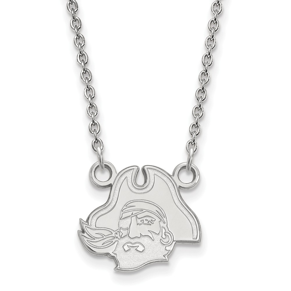 14k White Gold East Carolina U Pendant Necklace