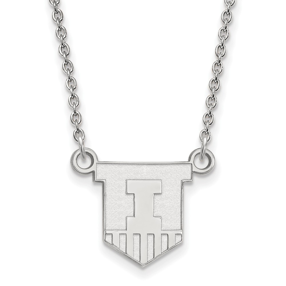 14k White Gold U of Illinois Shield Pendant Necklace