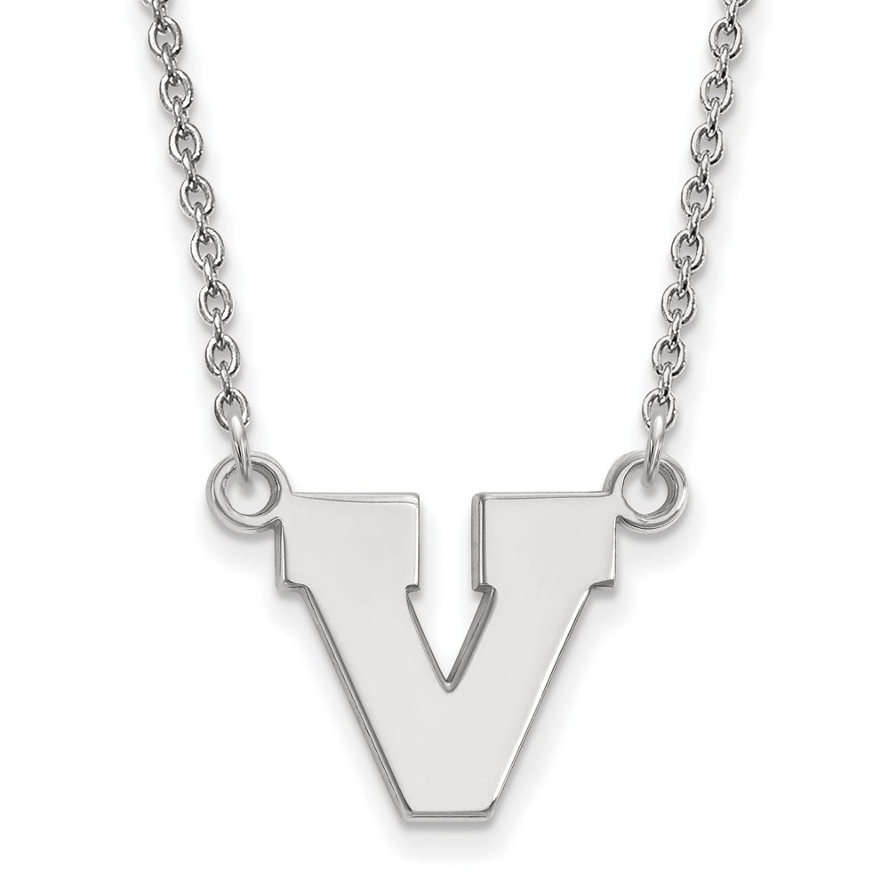 14k White Gold U of Virginia Initial V Pendant Necklace