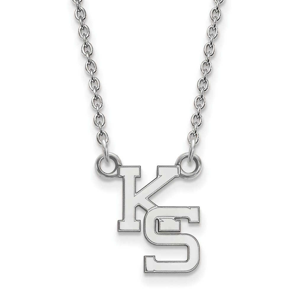 14k White Gold Kansas State Pendant Necklace