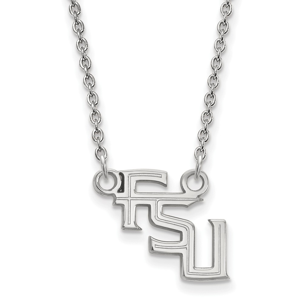 14k White Gold Florida State Pendant Necklace