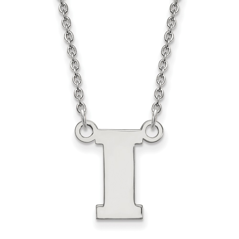 14k White Gold U of Iowa Initial I Pendant Necklace