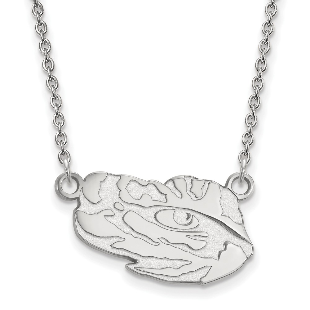 14k White Gold Louisiana State Pendant Necklace