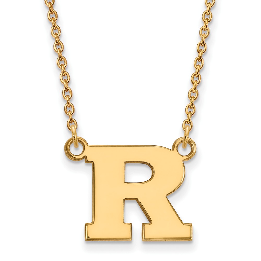14k Yellow Gold Rutgers Initial R Pendant Necklace