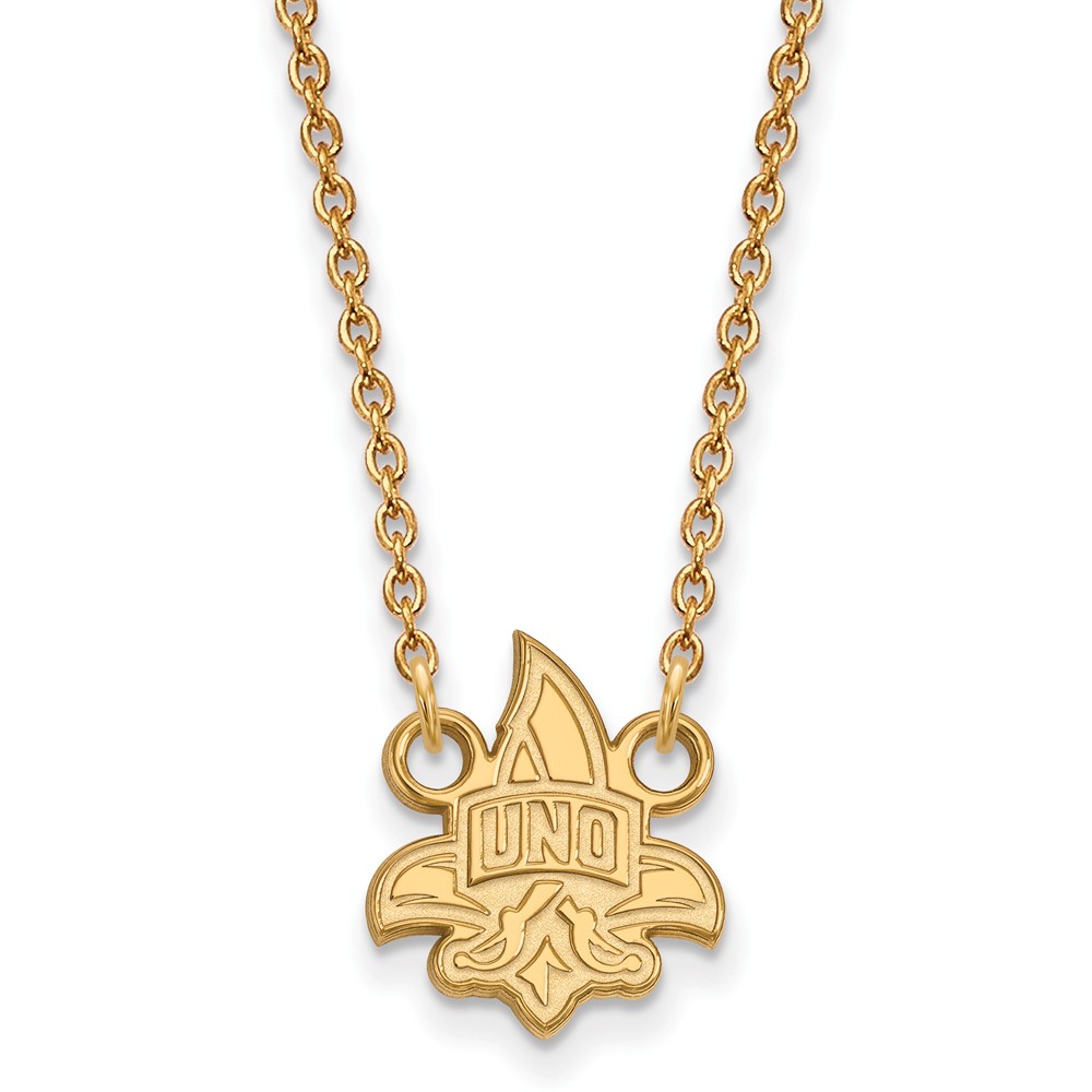 NCAA 14k Yellow Gold U of New Orleans Small Pendant Necklace