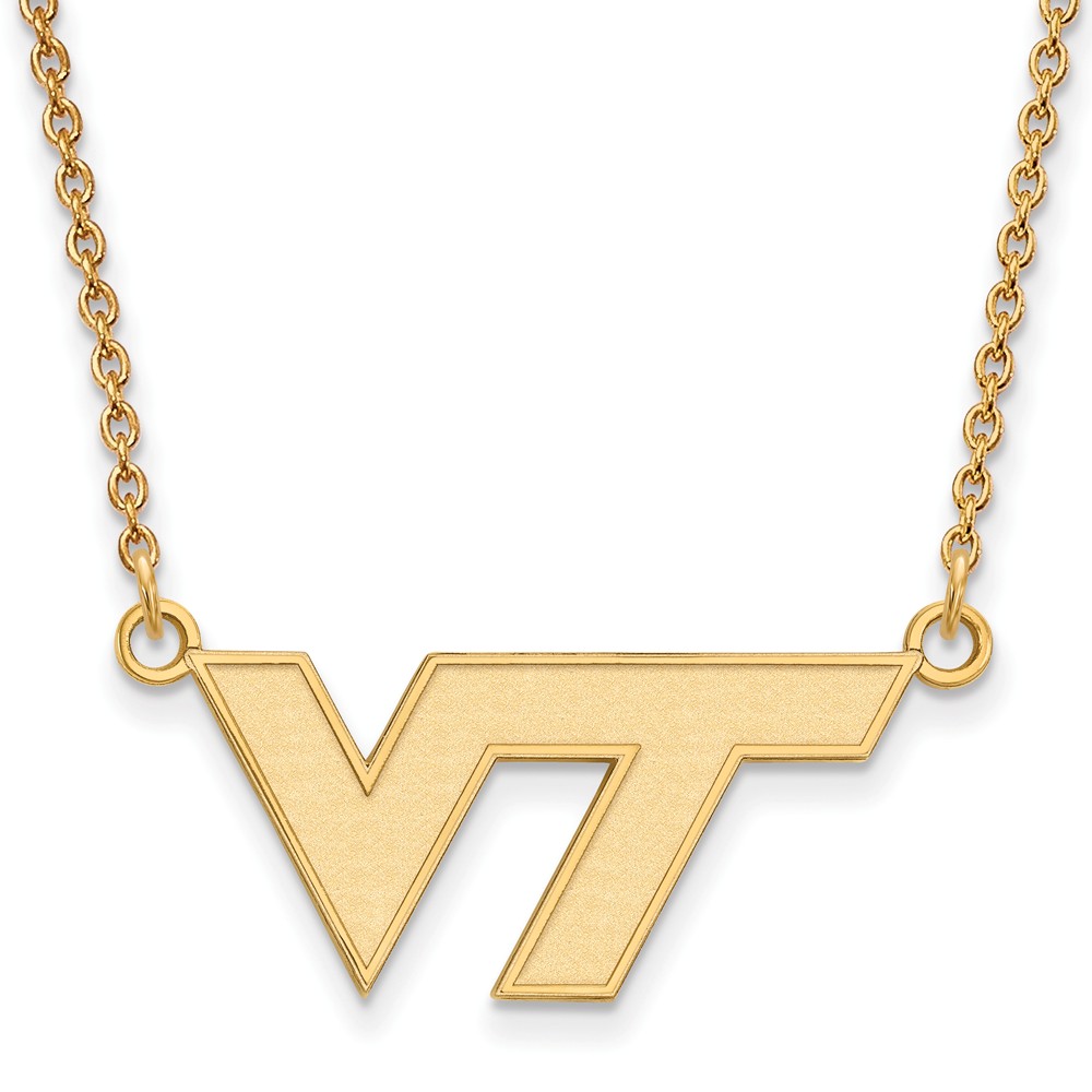 NCAA 14k Yellow Gold Virginia Tech Small &#039;VT&#039; Pendant Necklace