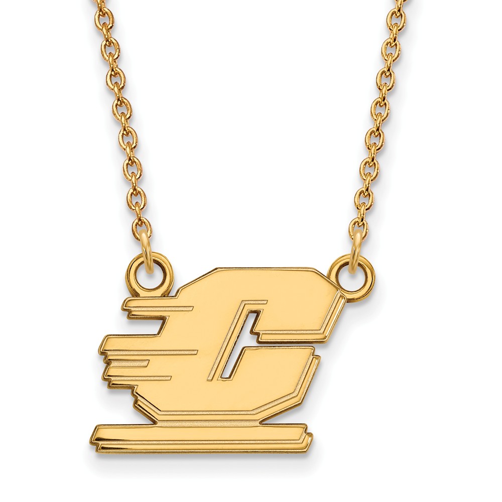 14k Yellow Gold Central Michigan U Pendant Necklace
