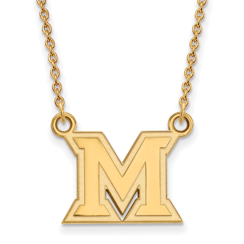 14k Yellow Gold Miami U Small Initial Pendant Necklace