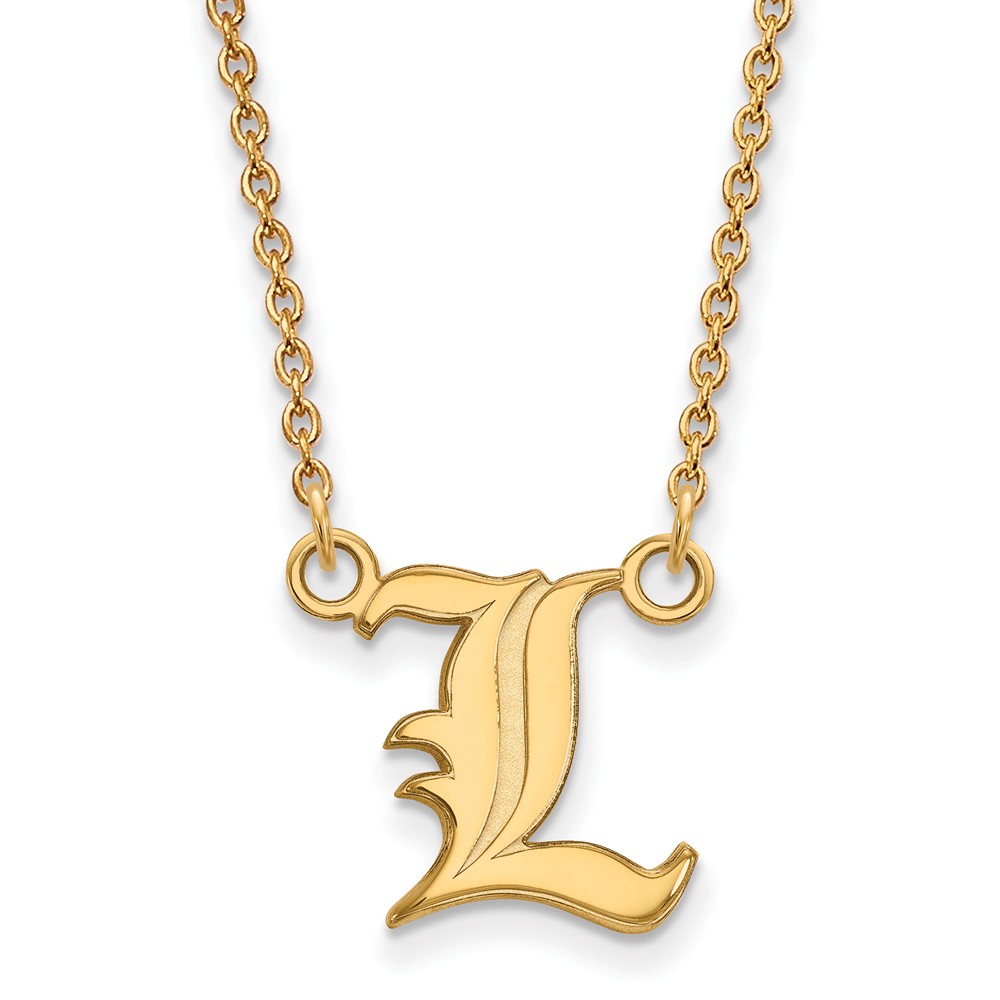 NCAA 14k Yellow Gold U of Louisville Small Script &#039;L&#039; Pendant Necklace