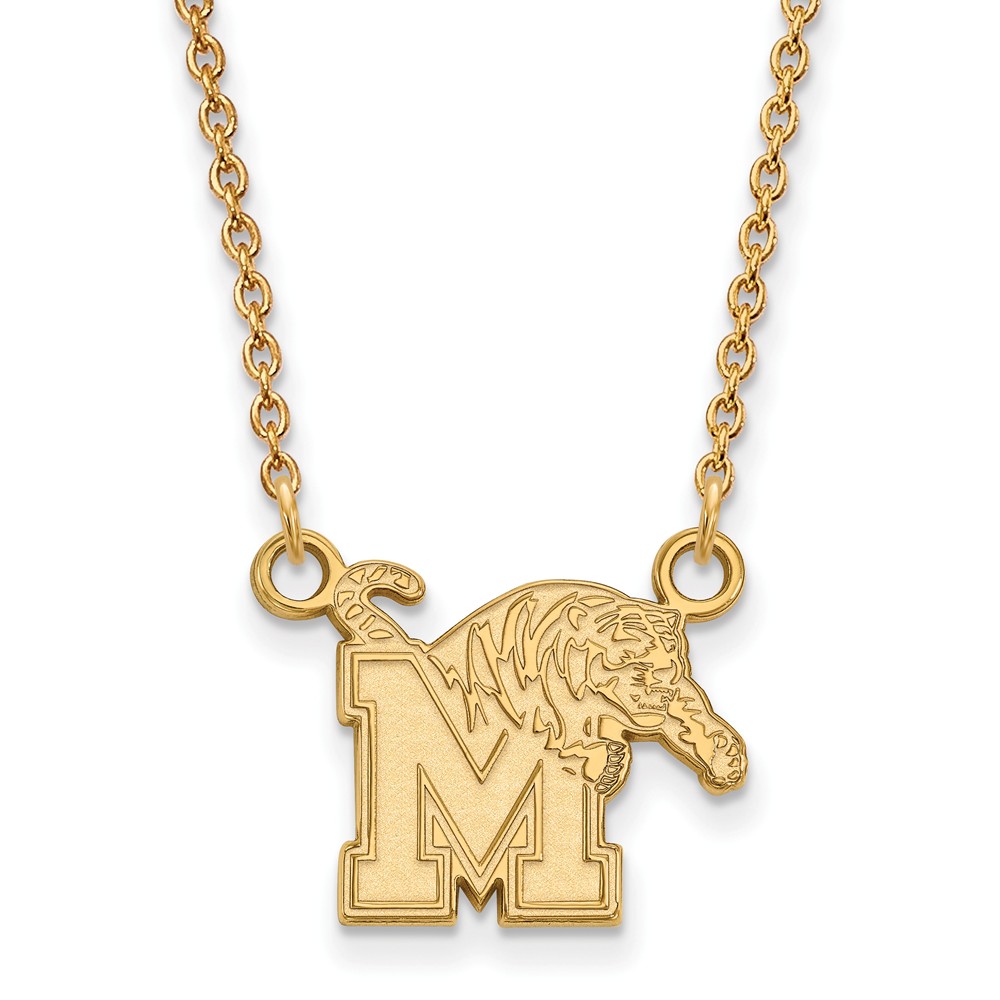 NCAA 14k Yellow Gold U of Memphis Small &#039;M&#039; Tiger Pendant Necklace