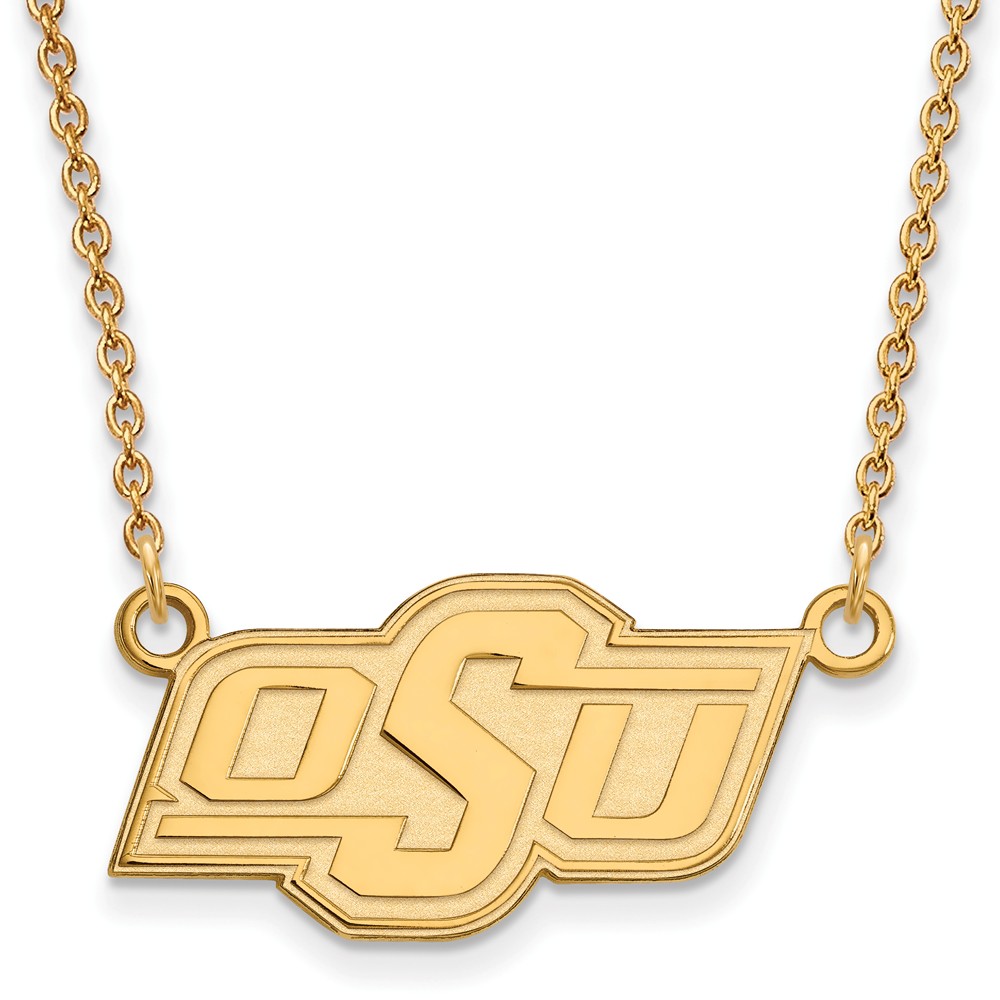 NCAA 14k Yellow Gold Oklahoma State Small Pendant Necklace