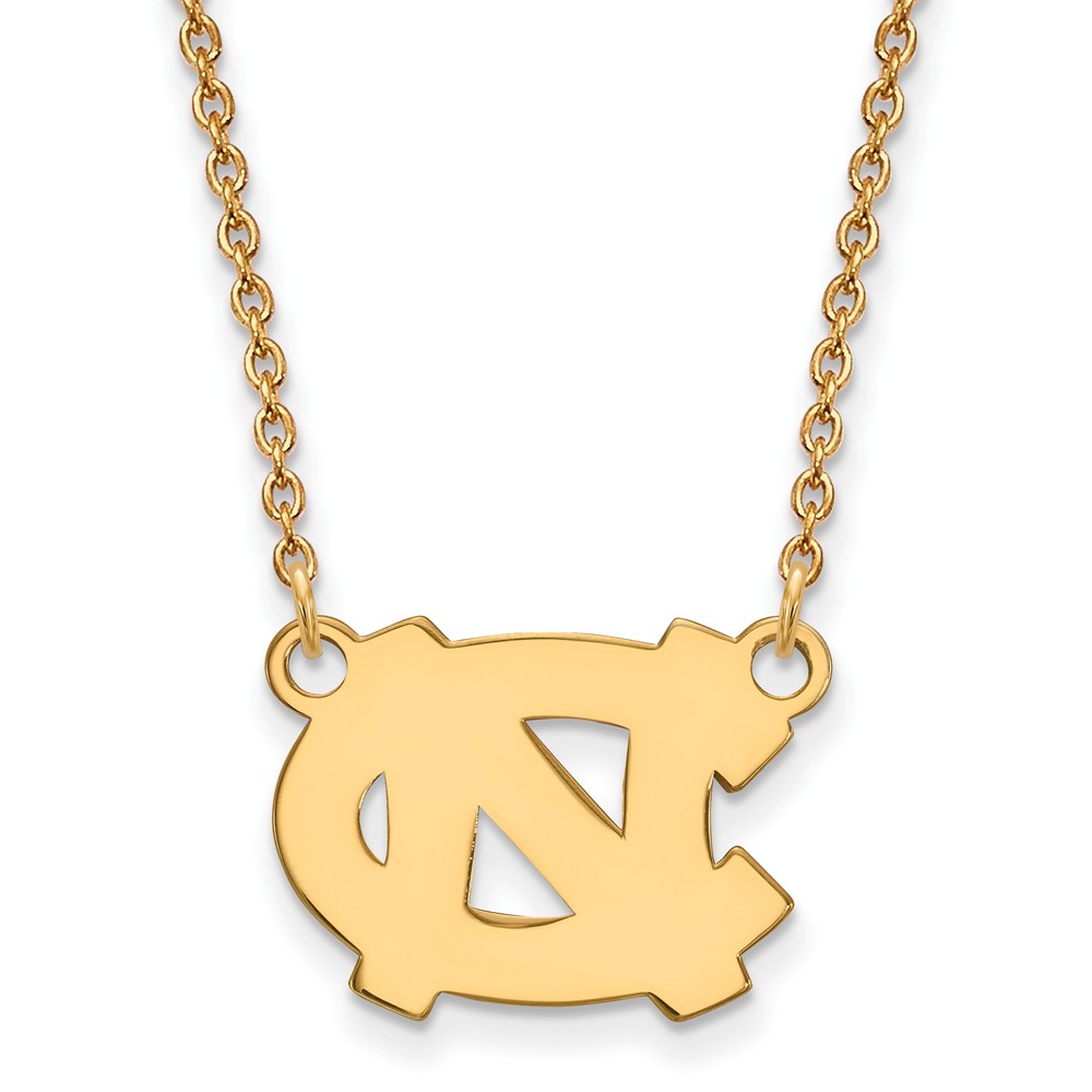 NCAA 14k Yellow Gold North Carolina Small &#039;NC&#039; Pendant Necklace