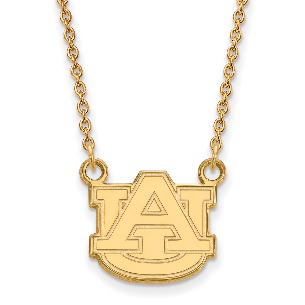 NCAA 14k Yellow Gold Auburn U Small &#039;AU&#039; Pendant Necklace