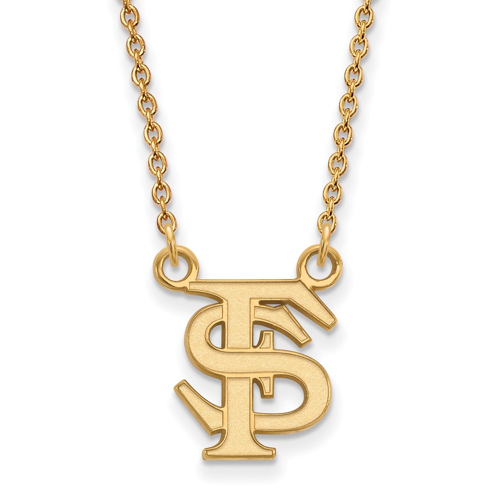 NCAA 14k Yellow Gold Florida State Small &#039;FS&#039; Pendant Necklace