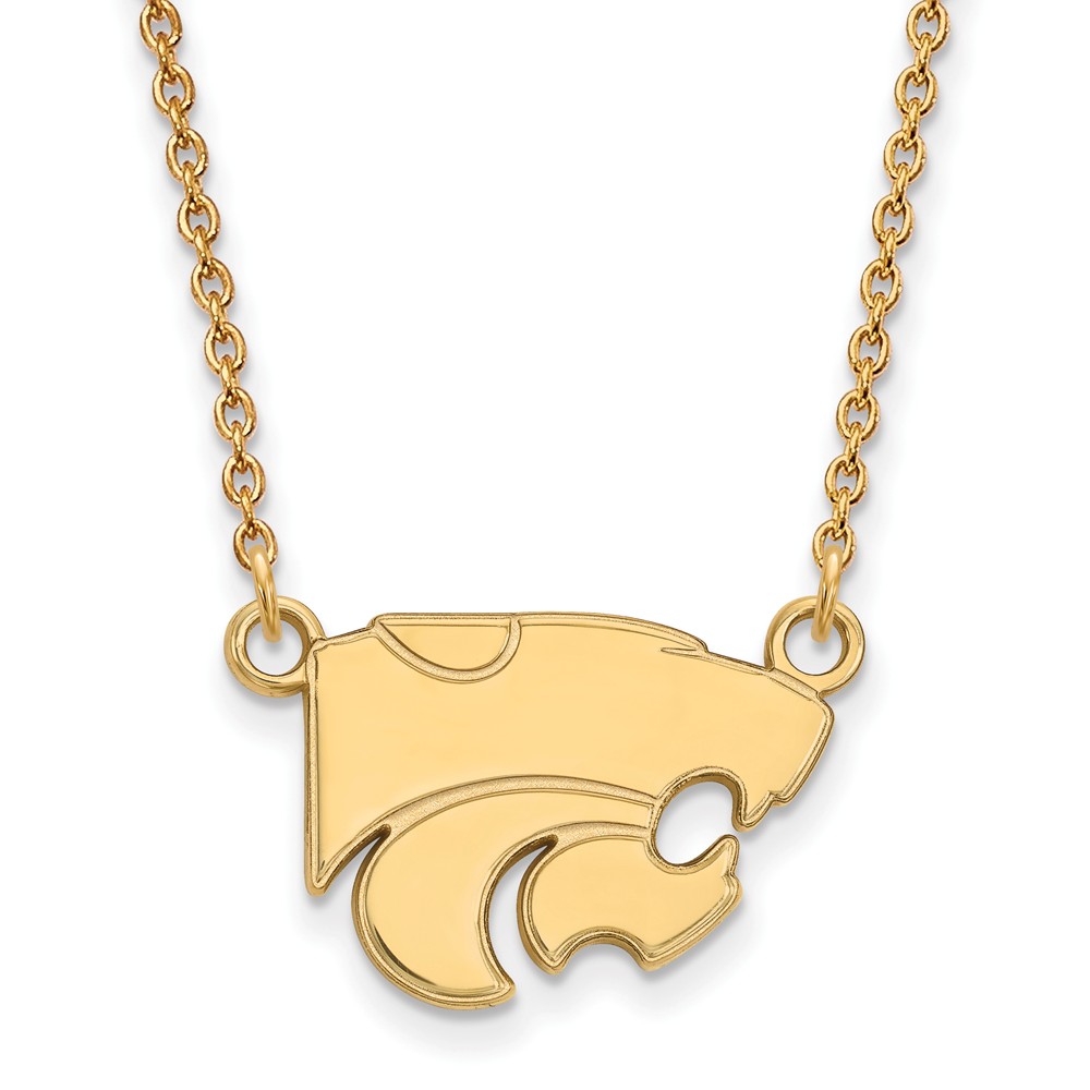 NCAA 14k Yellow Gold Kansas State Small Wildcat Pendant Necklace