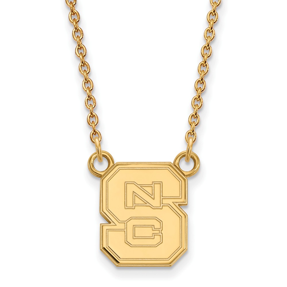 NCAA 14k Yellow Gold North Carolina Small &#039;NCS&#039; Pendant Necklace