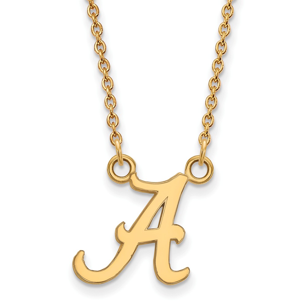 NCAA 14k Yellow Gold U of Alabama Small Script &#039;A&#039; Pendant Necklace