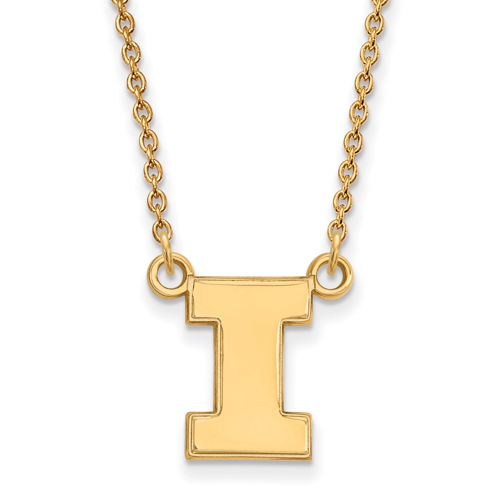14k Yellow Gold U of Illinois Initial I Pendant Necklace