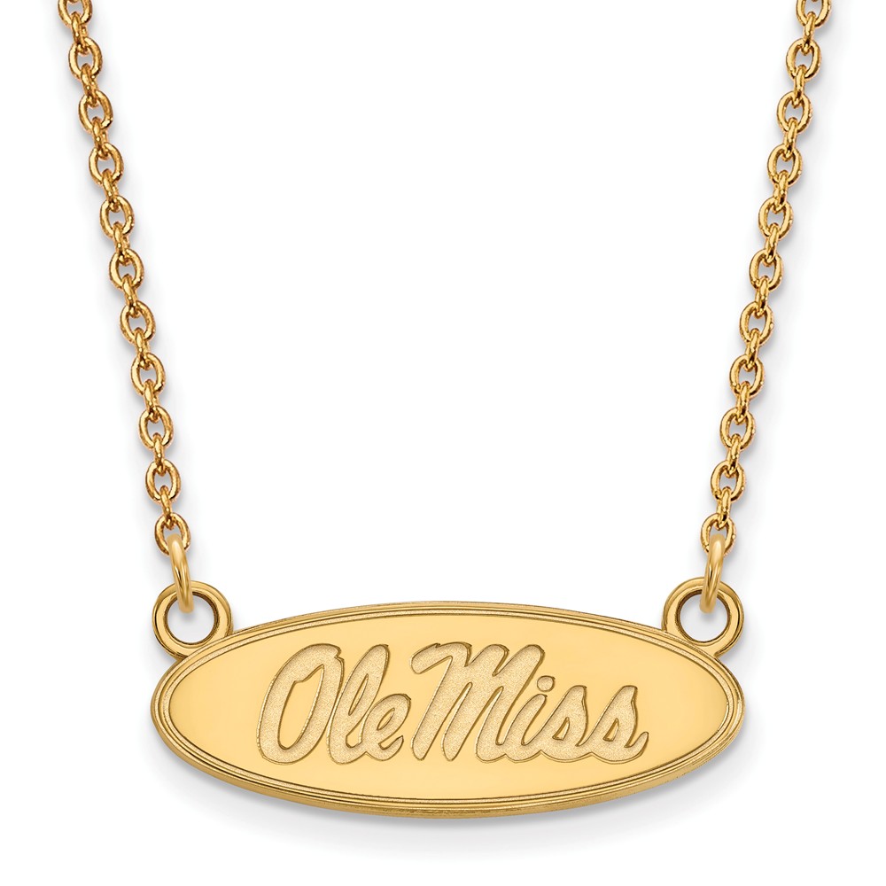 14k Yellow Gold U of Mississippi Ole Miss Pendant Necklace