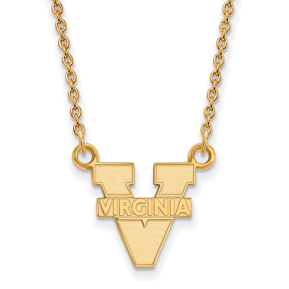 NCAA 14k Yellow Gold U of Virginia Small &#039;V&#039; Pendant Necklace