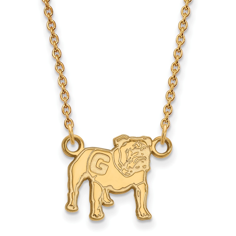 NCAA 14k Yellow Gold U of Georgia Small Standing Bulldog Necklace