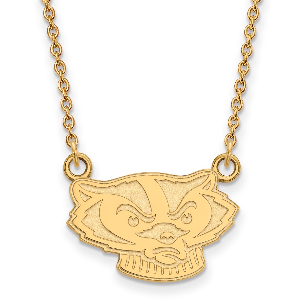 14k Yellow Gold U of Wisconsin Badger Pendant Necklace