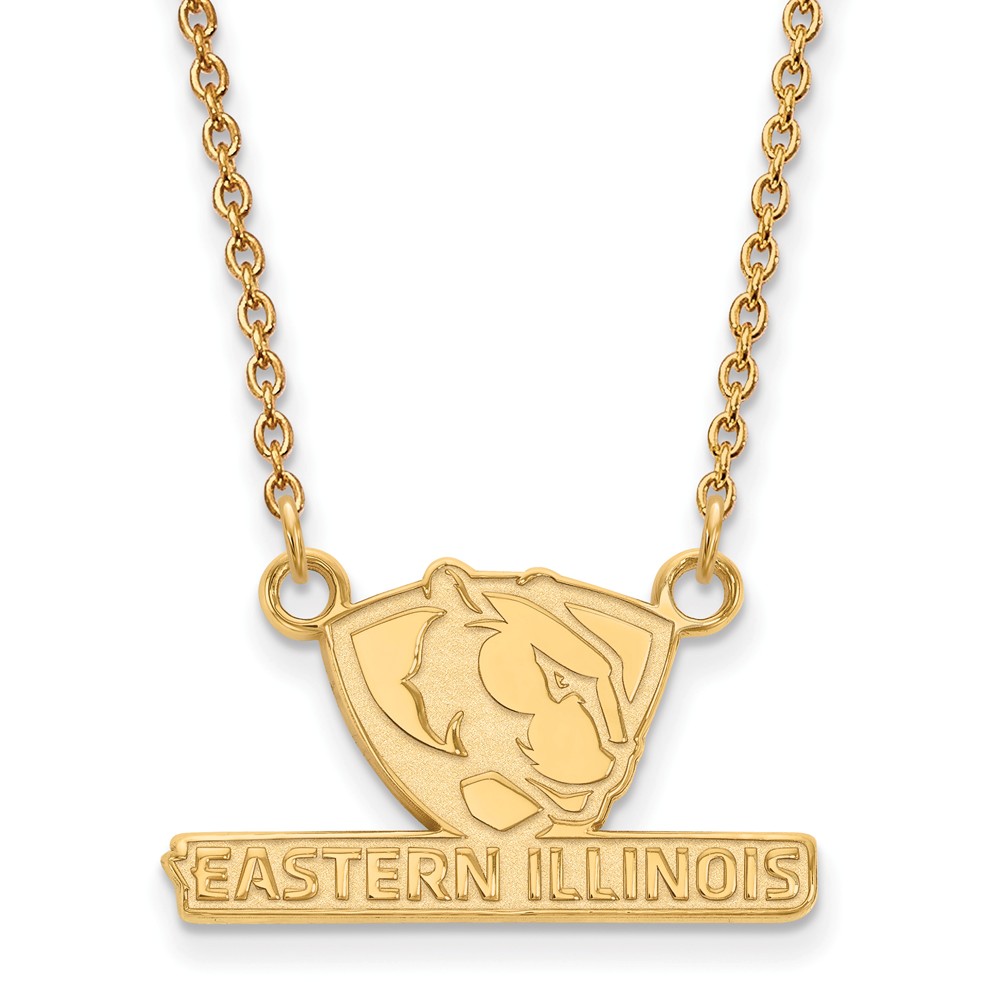 14k Gold Plated Silver Eastern Illinois U Pendant Necklace