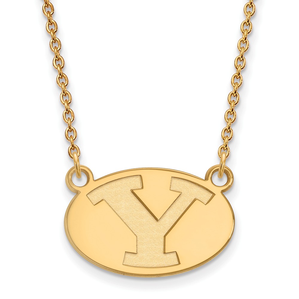 14k Gold Plated Silver Brigham Young U Initial Y Disc Necklace
