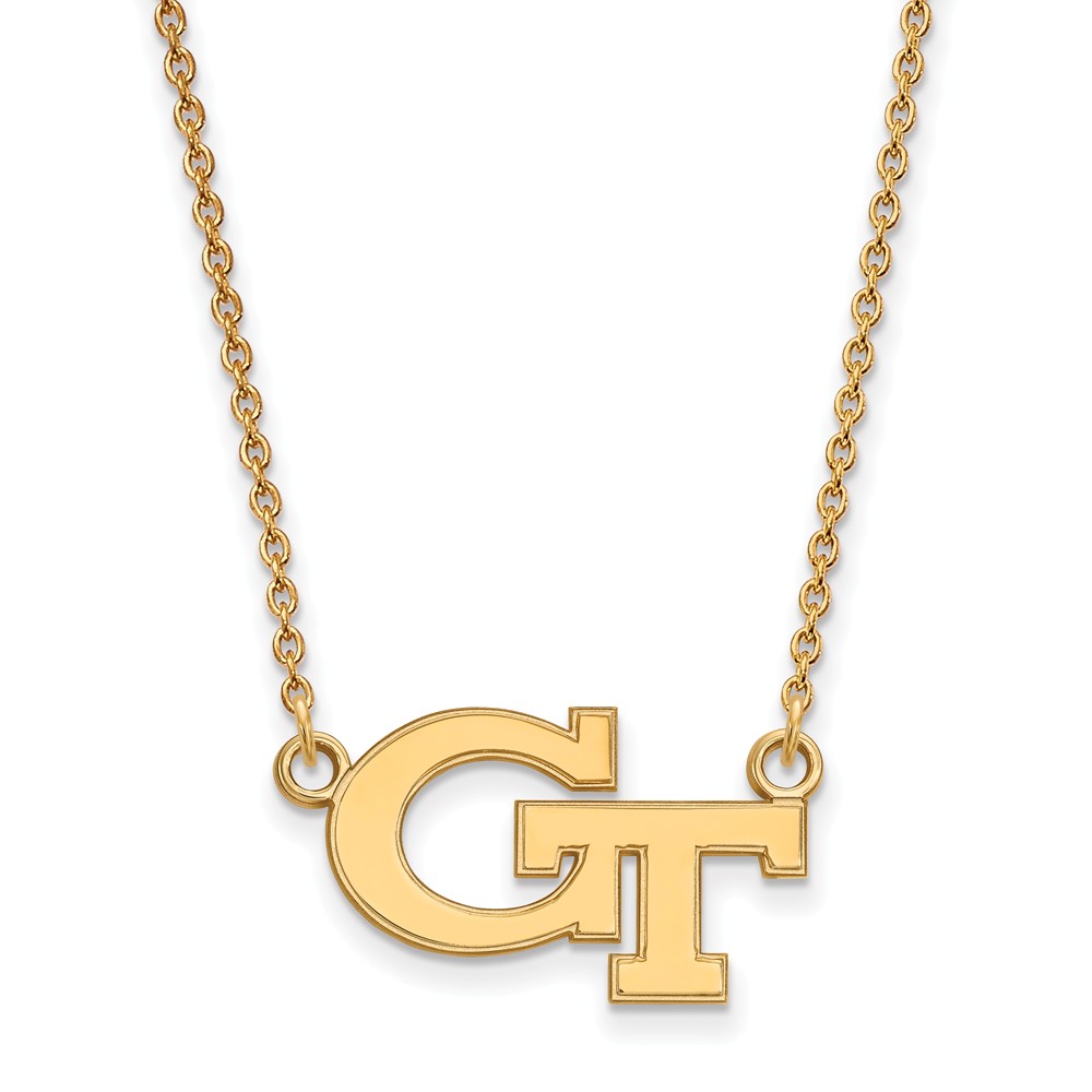 14k Gold Plated Silver Georgia Tech 'GT' Pendant Necklace