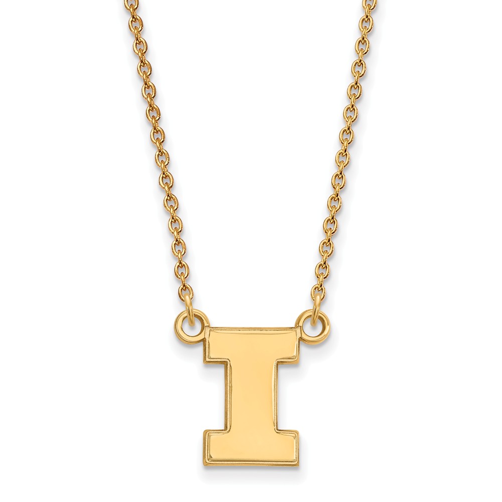 14k Gold Plated Silver U of Illinois Initial I Pendant Necklace