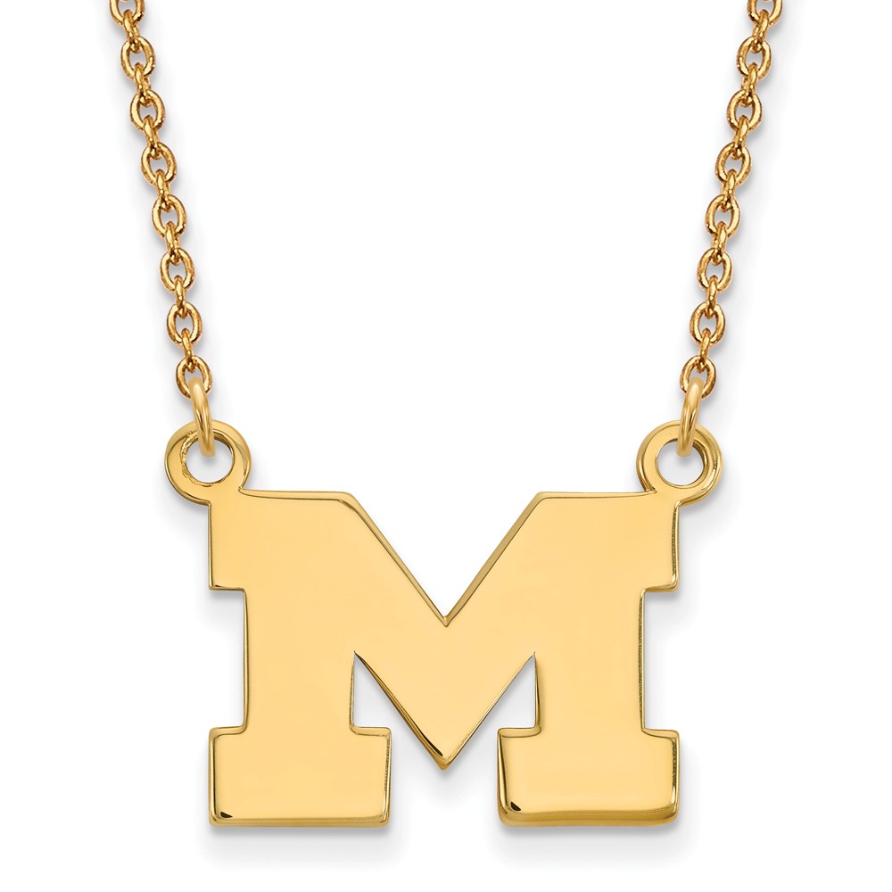 14k Gold Plated Silver U of Michigan Small Initial Pendant Necklace