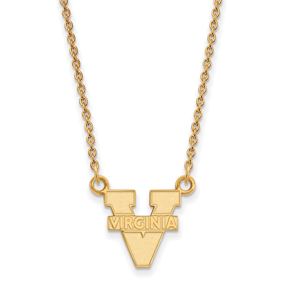 14k Gold Plated Silver U of Virginia 'V' Logo Pendant Necklace