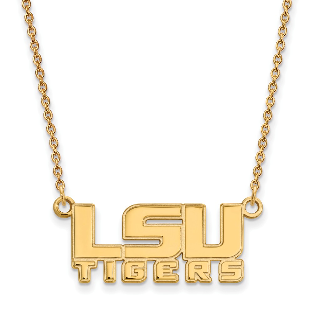14k Gold Plated Silver Louisiana State Sm LSU Pendant Necklace